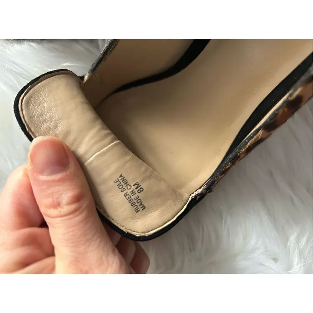 Ann Taylor loafers animal print size 8 chunky heel real fur
